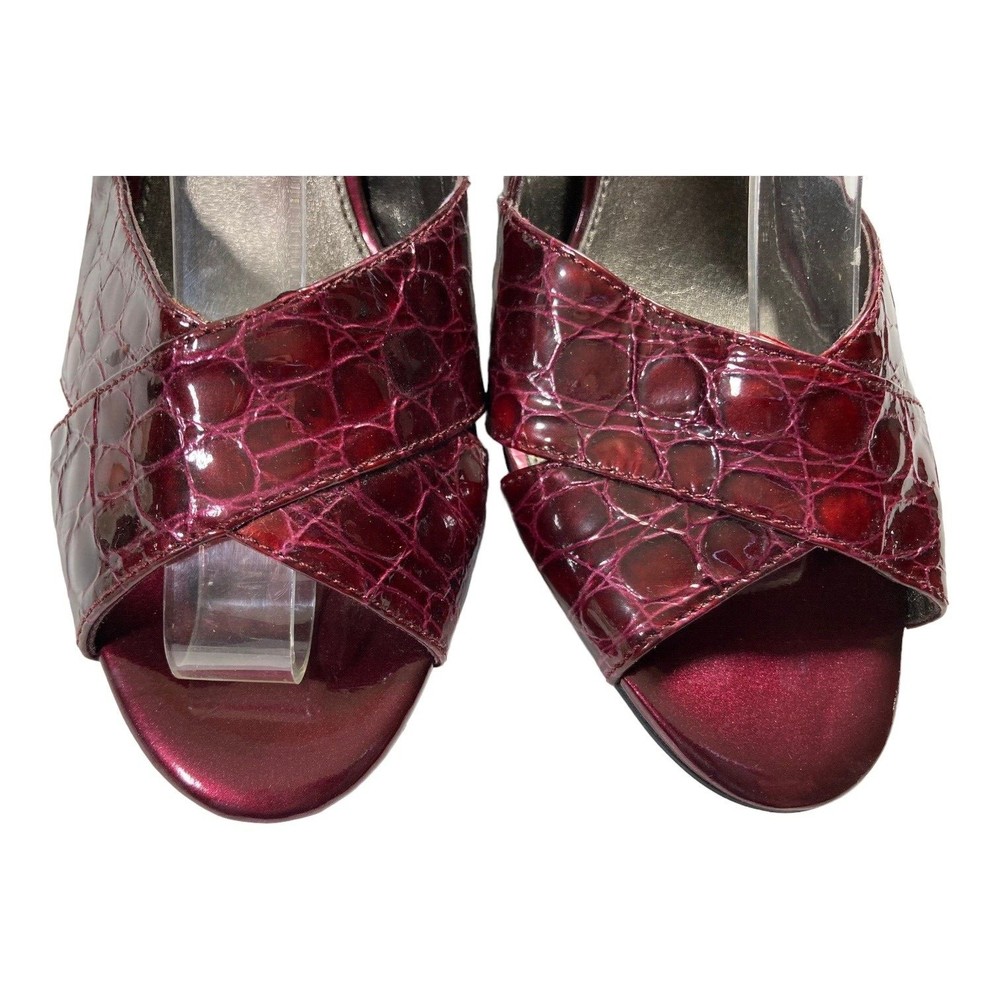 Liz Claiborne Heels Brooke Open Toe Womens 9M Garnet Croc Leather Slingback NWOB - Picture 4 of 10